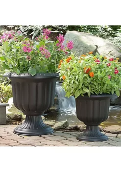 Novelty Outdoor Classic Urn, Flower Planter/Pot, Plastic, Black, 14" (Pack of 1) -Gardener Select Shop Belk 111