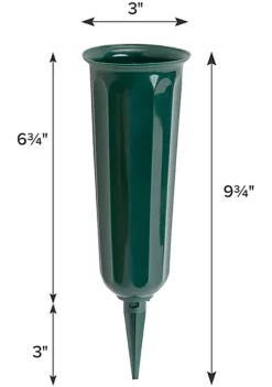 Novelty (#05011) Plastic Round Bottom Cemetery Vase, Green - 3" x 7" (Qty 1) -Gardener Select Shop Belk 154