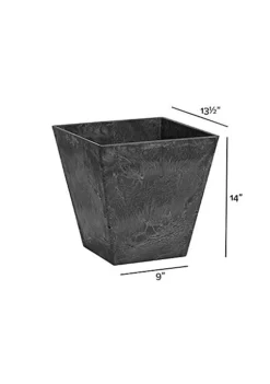 Novelty (#35148) Plastic Resin Square Ella Planter/Flower Pot, Black 14" -Gardener Select Shop Belk 215