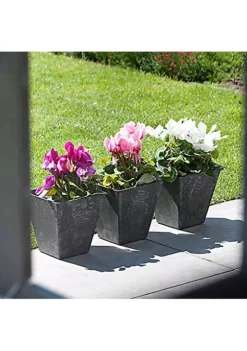 Novelty (#35148) Plastic Resin Square Ella Planter/Flower Pot, Black 14" -Gardener Select Shop Belk 217