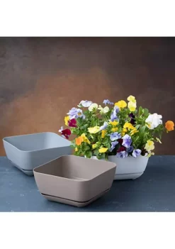 Novelty (#10023) Garden Square Out/Indoor Resin Planter Flower Pot, Taupe, 12" -Gardener Select Shop Belk 356