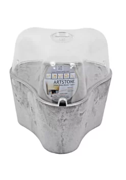 Novelty Artstone Resin Sprout House Tri-Pot Terrarium, 7.5 H x 4 W x 5D Grey