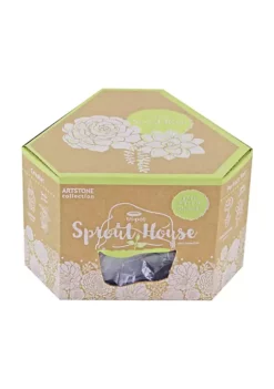 Novelty Artstone Resin Sprout House Tri-Pot Terrarium, 7.5 H x 4 W x 5D Grey -Gardener Select Shop Belk 376