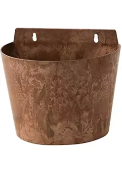 Novelty Hanging Napa Plastic Resin Flowerpot, Brown, 9.5"