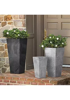 Novelty (#35270) Artstone Ella Tall Square Planter, Grey - 27.5-inch -Gardener Select Shop Belk 46