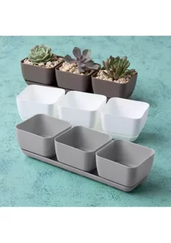 Novelty 10013 Herb & Succulent Trio Planter/Flower Pot, Taupe, 12" -Gardener Select Shop Belk 470