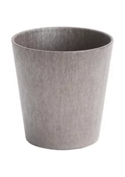 Novelty Metallic Cache Plastic Flower Pot Round Planter, Pewter, 7.5"
