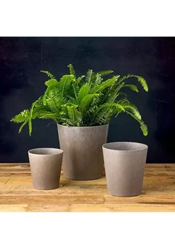 Novelty Metallic Cache Plastic Flower Pot Round Planter, Pewter, 7.5" -Gardener Select Shop Belk 494