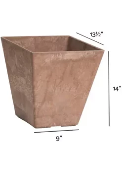 Novelty Artstone Collection, Ella Square Planter, Water-Minder System, Rust 16" -Gardener Select Shop Belk 511
