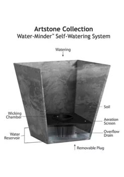 Novelty Artstone Collection, Ella Square Planter, Water-Minder System, Rust 16" -Gardener Select Shop Belk 512