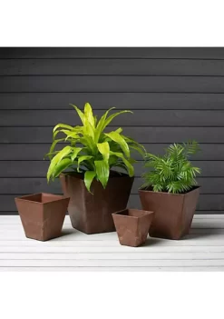 Novelty Artstone Collection, Ella Square Planter, Water-Minder System, Rust 16" -Gardener Select Shop Belk 513