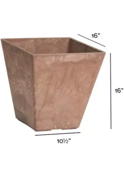 Novelty Artstone Ella Square Resin Flower Pot Planter, Rust, 16" -Gardener Select Shop Belk 517