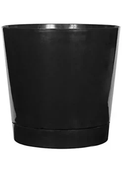 Novelty Full Depth Round Cylinder Pot, Black, 12-Inch
