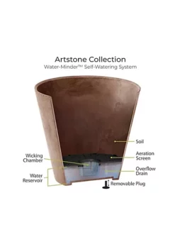 Novelty Artstone Collection, Napa Bowl Planter w/ Water-Minder System, Rust 16" -Gardener Select Shop Belk 535