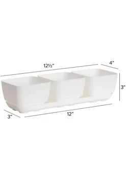 Novelty 10012 Herb & Succulent Trio Planter/Plastic Flower Pot, White, 12" -Gardener Select Shop Belk 56