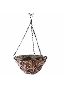 Gardener's Select GSALWA020W Round Woven Plastic Wicker Hanging Basket, Brown