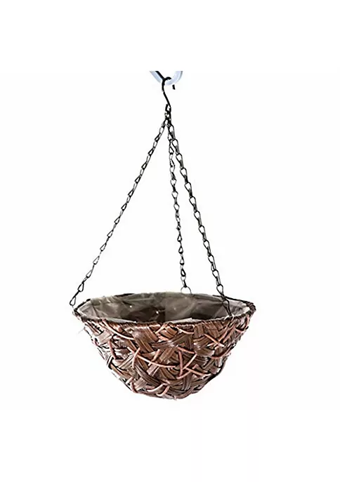 Gardener's Select GSALWA020W Round Woven Plastic Wicker Hanging Basket, Brown 2 Gardener's Select GSALWA020W Round Woven Plastic Wicker Hanging Basket, Brown - Image 2