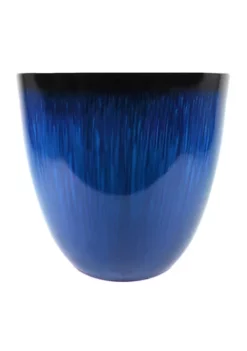 Gardener's Select (EPR18-105 Large Egg Shaped Planter - Modern Indoor & Outdoor Decorative Flower Pot/Box (18 Inch, Blue Flower)