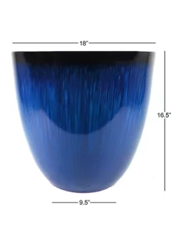Gardener's Select (EPR18-105 Large Egg Shaped Planter - Modern Indoor & Outdoor Decorative Flower Pot/Box (18 Inch, Blue Flower) -Gardener Select Shop Belk 643