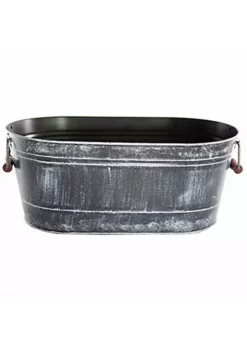 Gardener's Select Farmhouse Oval Planter w/ Handles, Black (17.5" x 9.5" x 7")