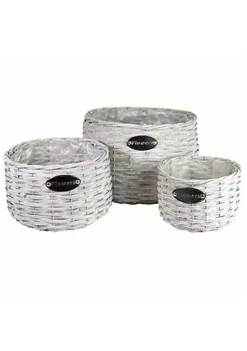 Gardener's Select GSALX16L05E Wood Weaved Baskets, 3 sizes, Light Grey