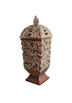 Gardener's Select Stoneware Candle Holder, Brown, 6.3" x 16.5"