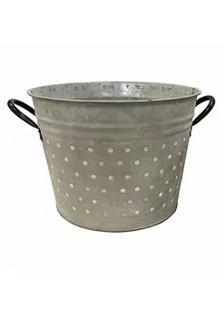 Gardener's Select GSAVB5126LZJB Bucket Metal Planter, Dots, White Washed, 11.8