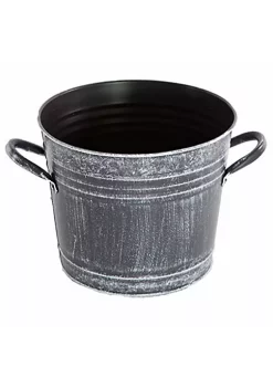 Gardener's Select Farmhouse Collection Metal Planter, Antique Black (8" x 6.5")
