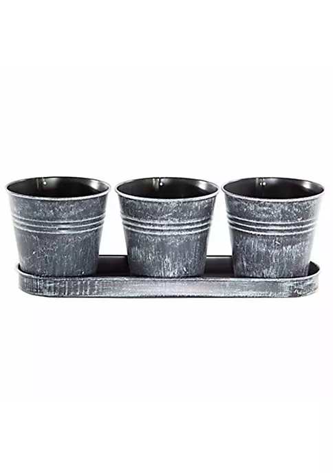 Gardener's Select Round Planter w/ Tray Set, Black (12.5" x 4" x 4.5") 1 Gardener's Select Round Planter w/ Tray Set, Black (12.5" x 4" x 4.5")