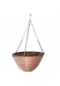 Gardener's Select GSARA3627 Woven Plastic Rattan Hanging Basket, Rusty (12" x 6")