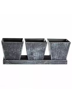Gardener's Select Farmhouse Square Planter w/ Tray Set, Black (12.5" x 4" x 4.5")